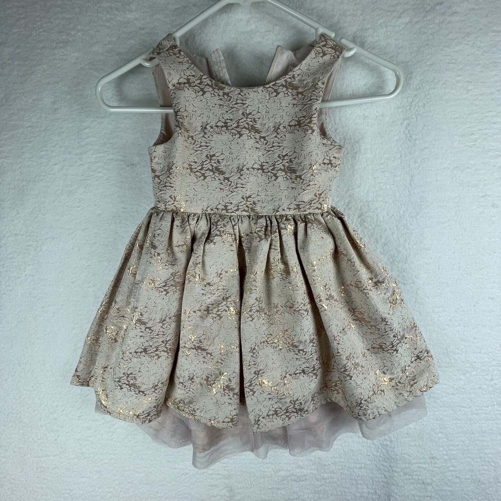 Girls H&M Size 3-4 Y Gold Jacquard-weave Dress
